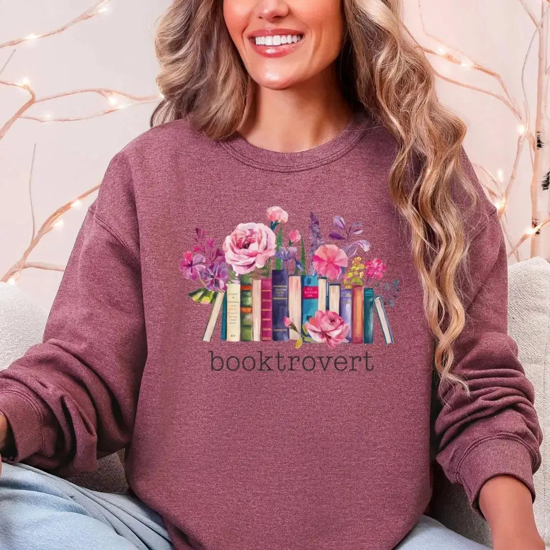 Booktrovert Floral Bookish Crewneck Sweatshirt