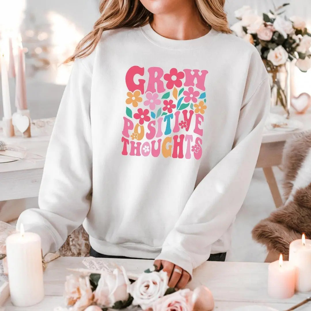 Grow Positive Thoughts Daisy Crewneck Sweatshirt