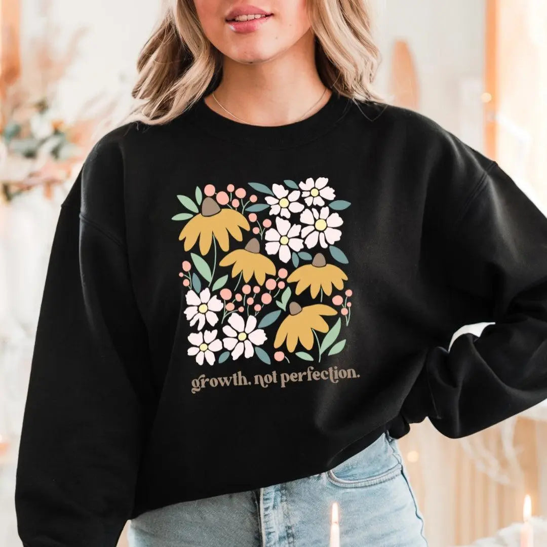 Growth Not Perfection Floral Crewneck Sweatshirt