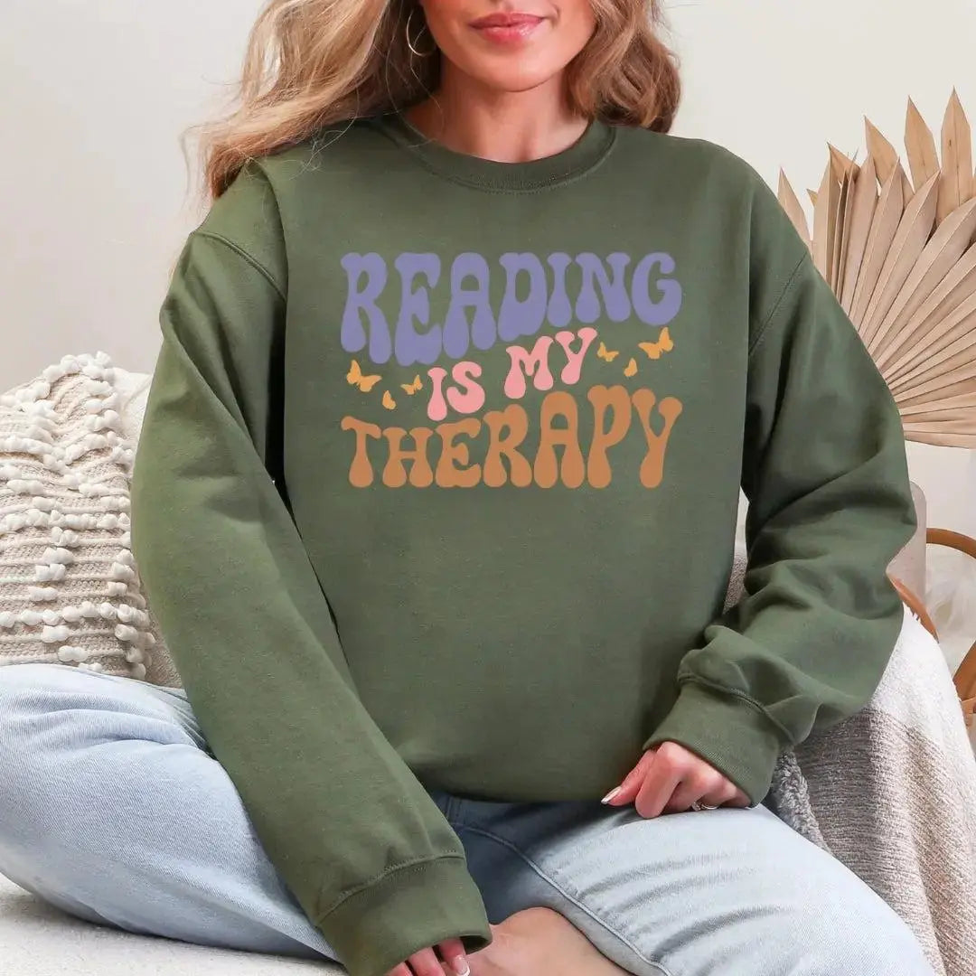 Reading is My Therapy Bookish Crewneck Sweatshirt
